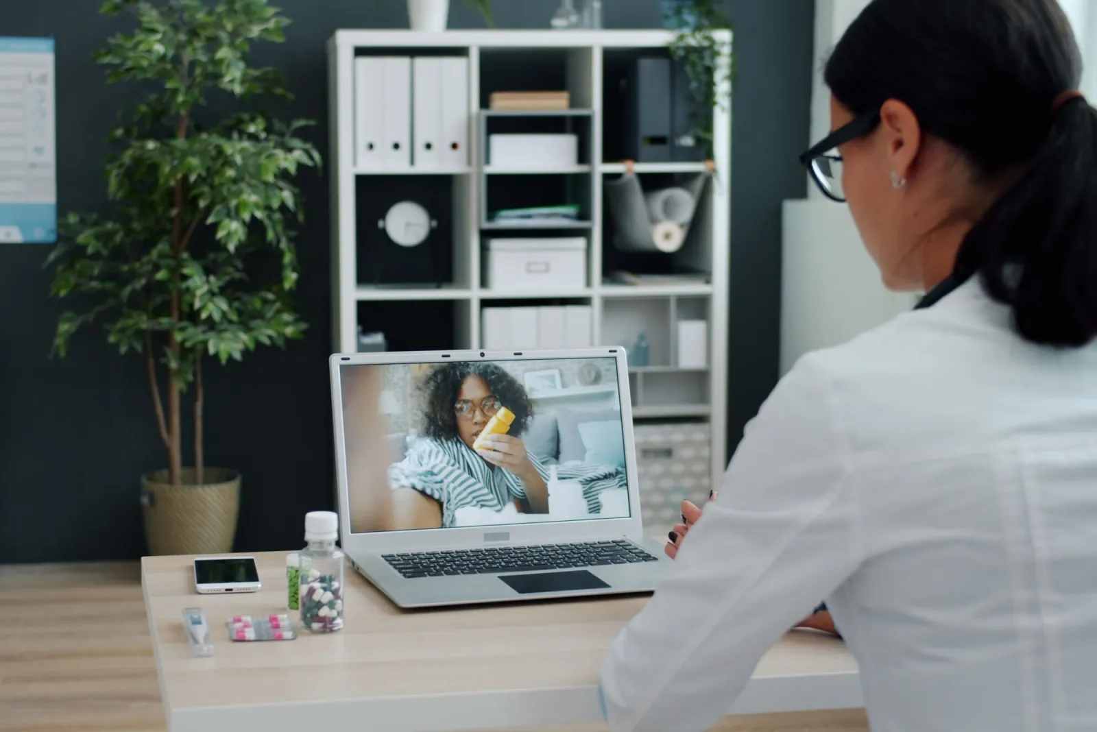 Client joining a telehealth therapy appointment from home serving clients across Indiana