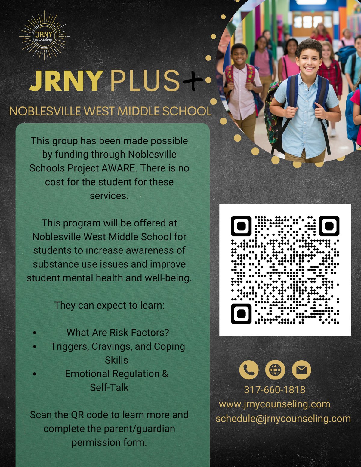 JRNY PLUS program flyer for Noblesville West Middle School JRNY PLUS program flyer for Noblesville West Middle School